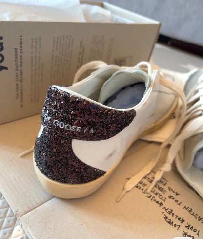 Golden Goose Super-Star White / Grey Glitter / Black Glitter