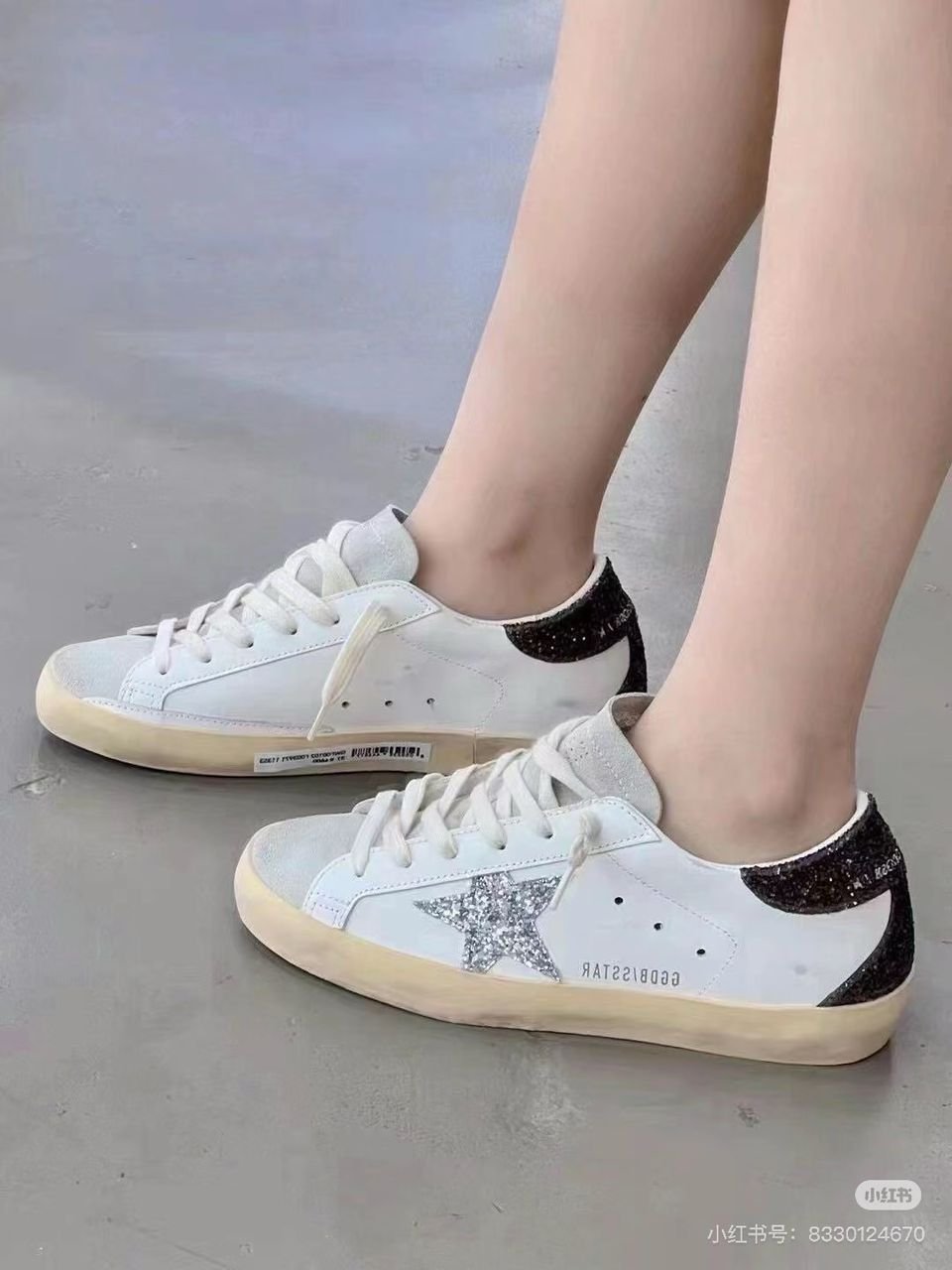 Golden Goose Super-Star White / Grey Glitter / Black Glitter