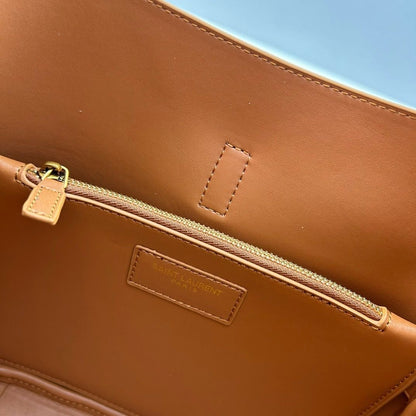 YSL Saint Laurent Supple smeđa brušena koža