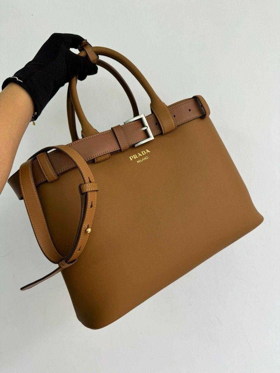 PRADA buckle medium bag – smeđa